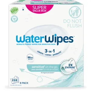 Waterwipes On The Go Doekjes - Plasticvrij - Gevoelige Huid (8 x 28 stuks)
