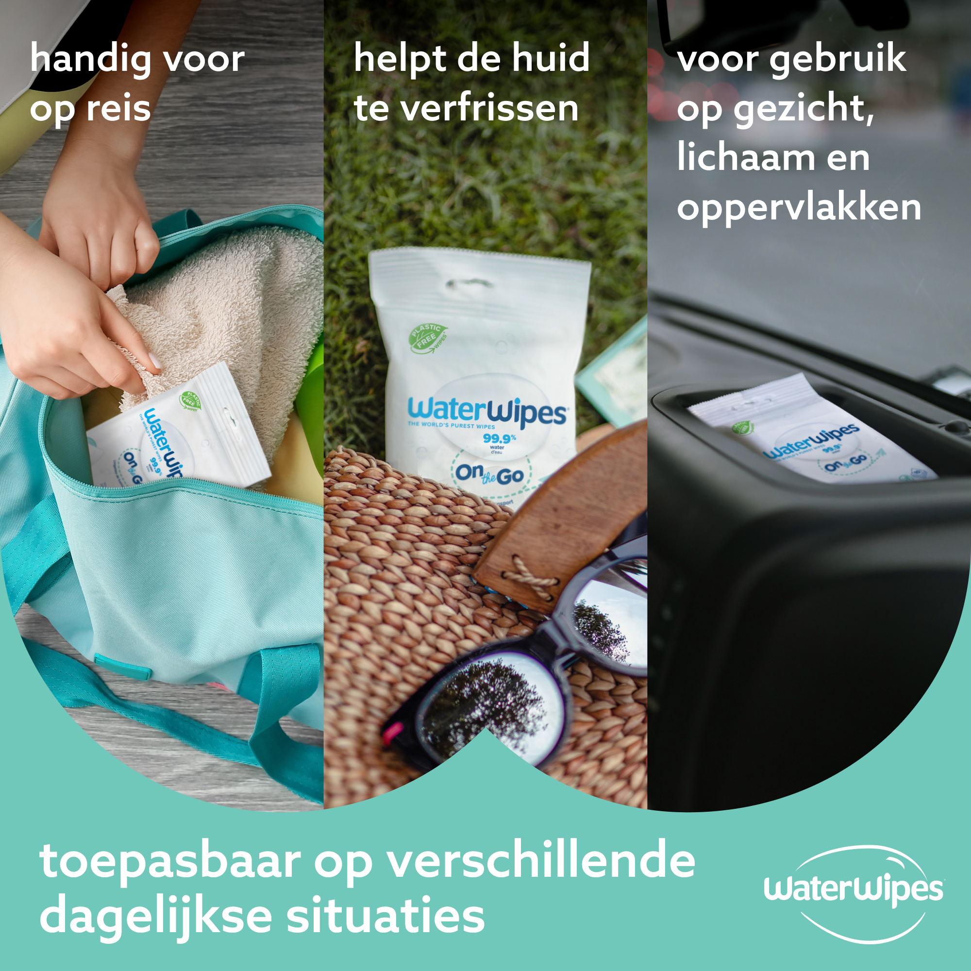 Waterwipes On The Go Doekjes - Plasticvrij - Gevoelige Huid (8 x 28 stuks) - image 5
