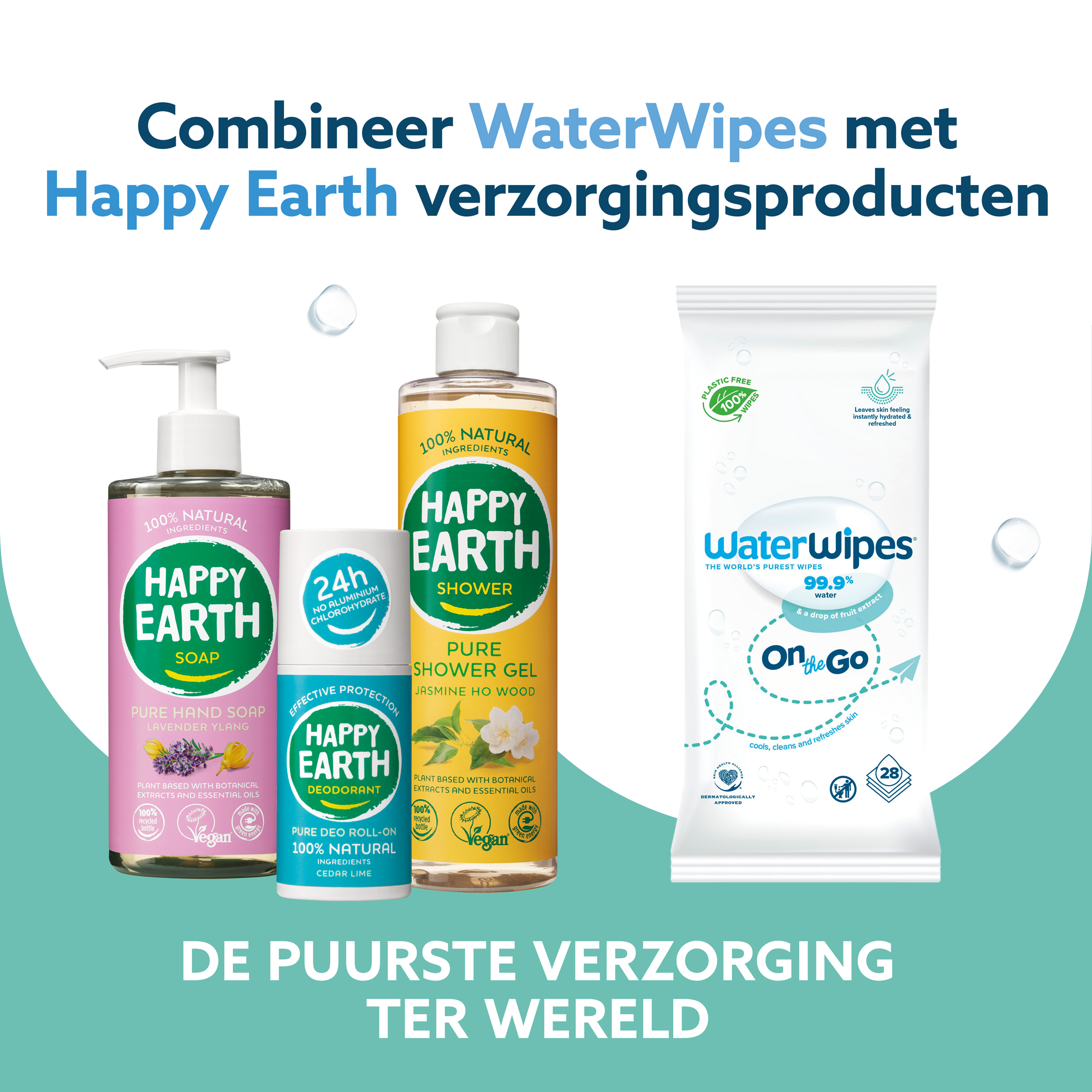 Waterwipes On The Go Doekjes - Plasticvrij - Gevoelige Huid (8 x 28 stuks) - image 6