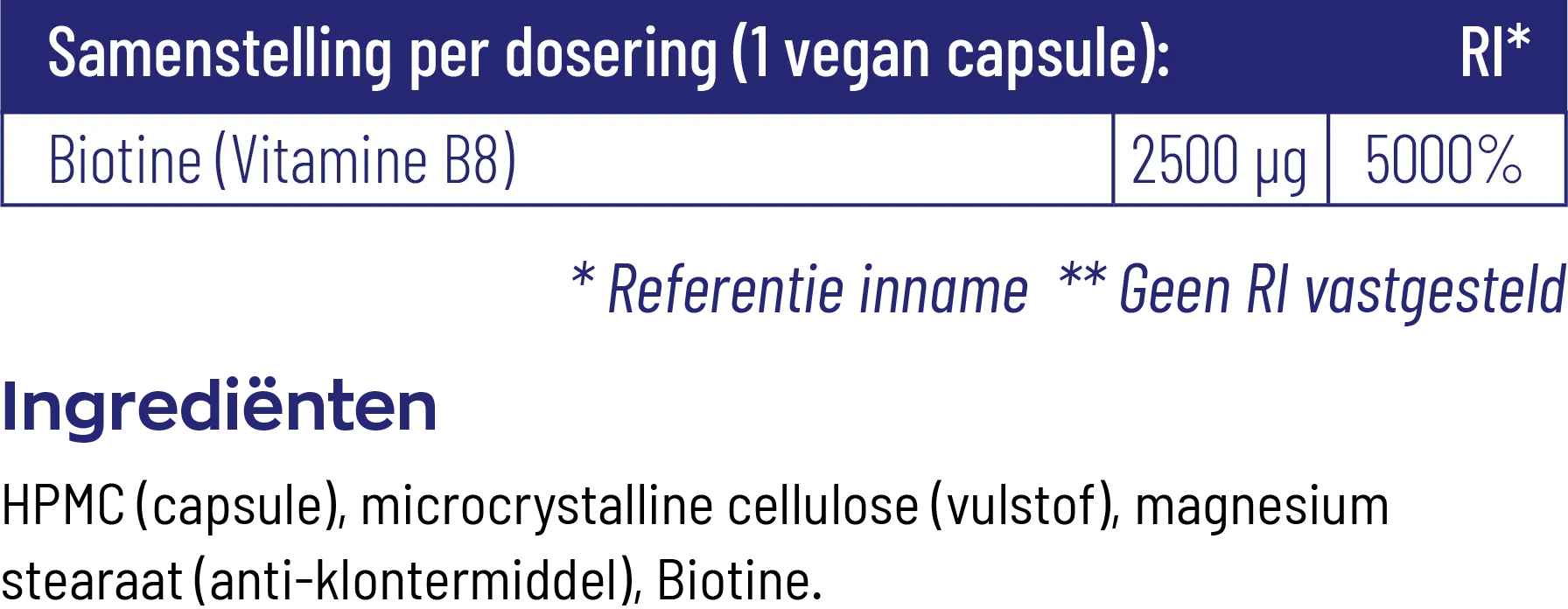 Vitakruid Biotine 2500 mcg voor Huid & Haar (90 vega capsules) - image 3