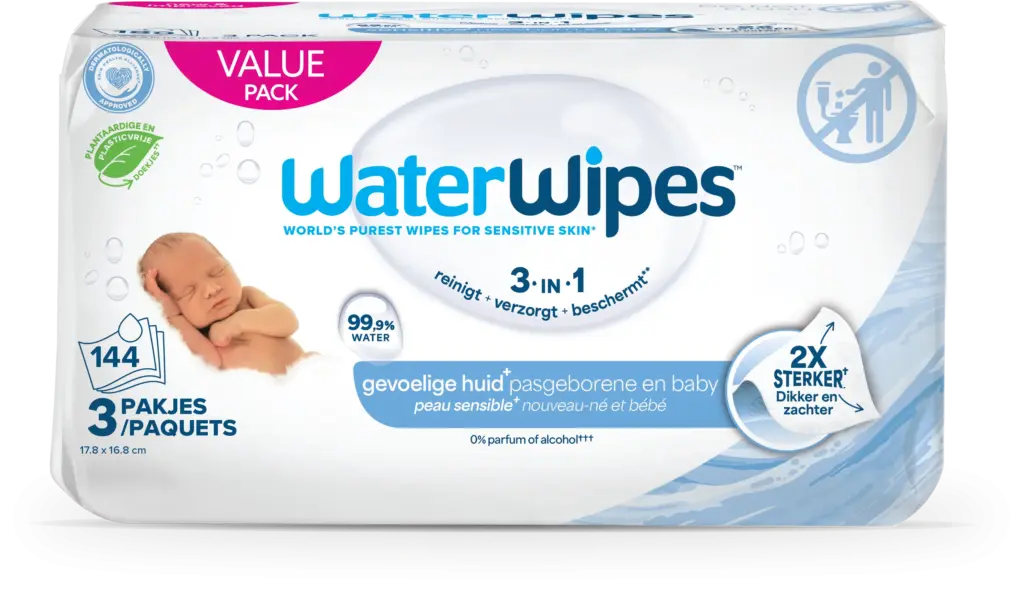 WaterWipes Babydoekjes 3-pack (144 stuks)