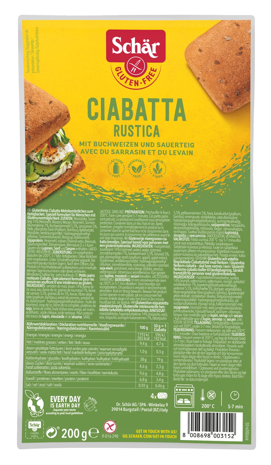 Dr. Schär Ciabatta Rustica (4 stuks)