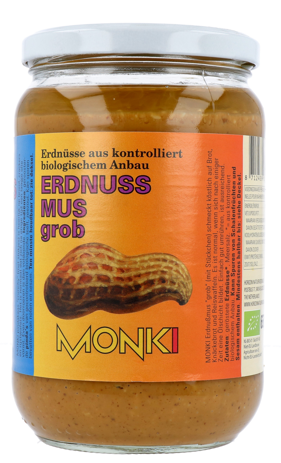Monki Pindakaas crunchy met zout eko bio (650 gr)