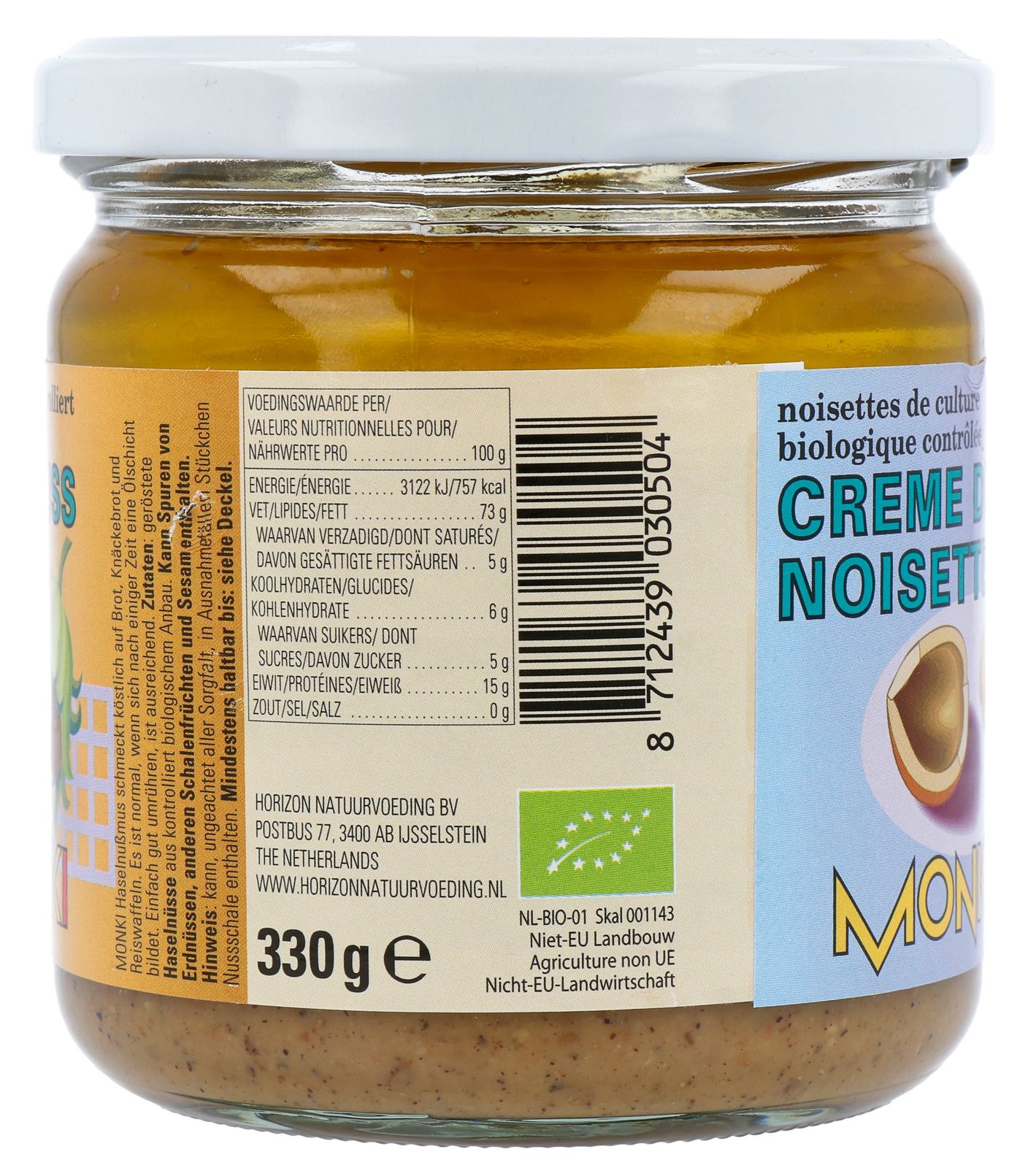 Monki Hazelnootpasta eko bio (330 gr) - image 3