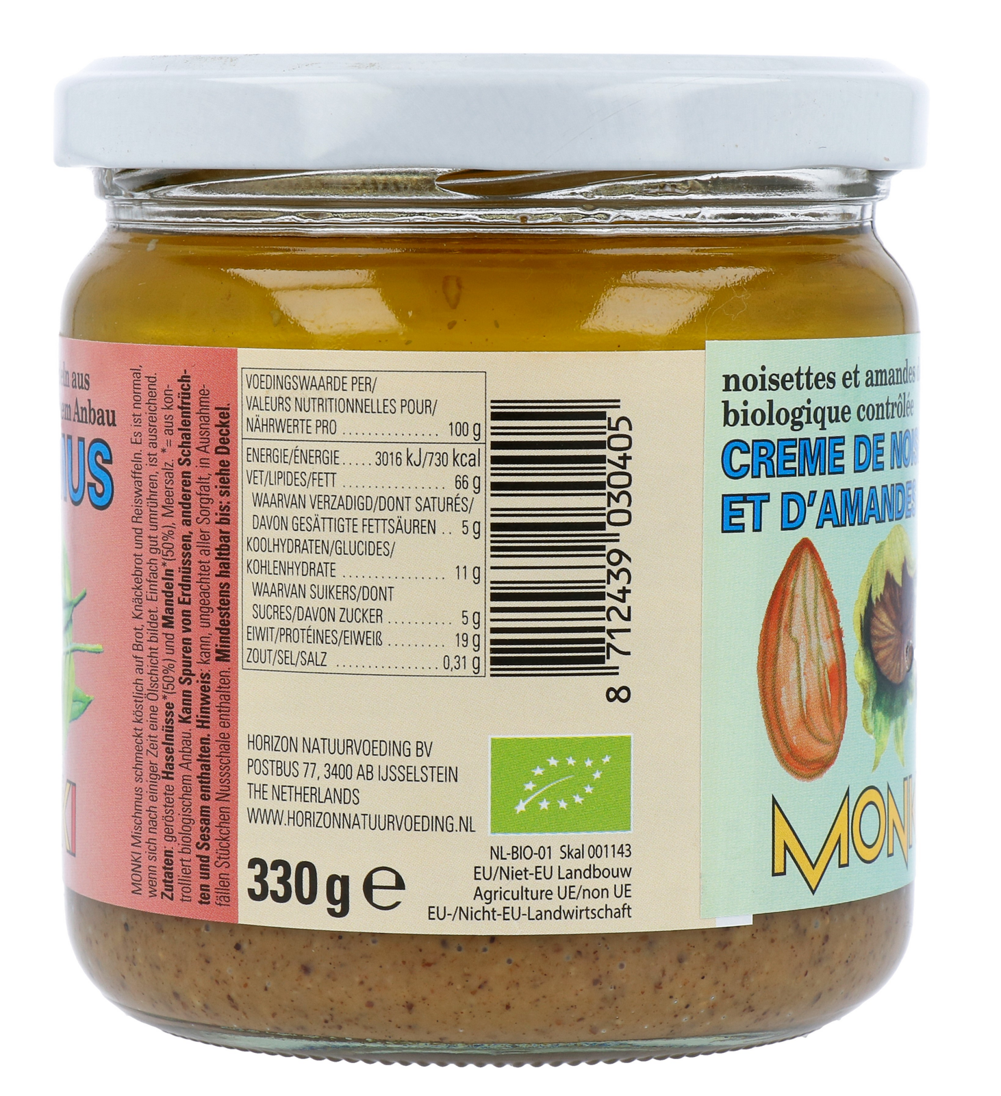 Monki Gemengde notenpasta met zout eko bio (330 gr) - image 3