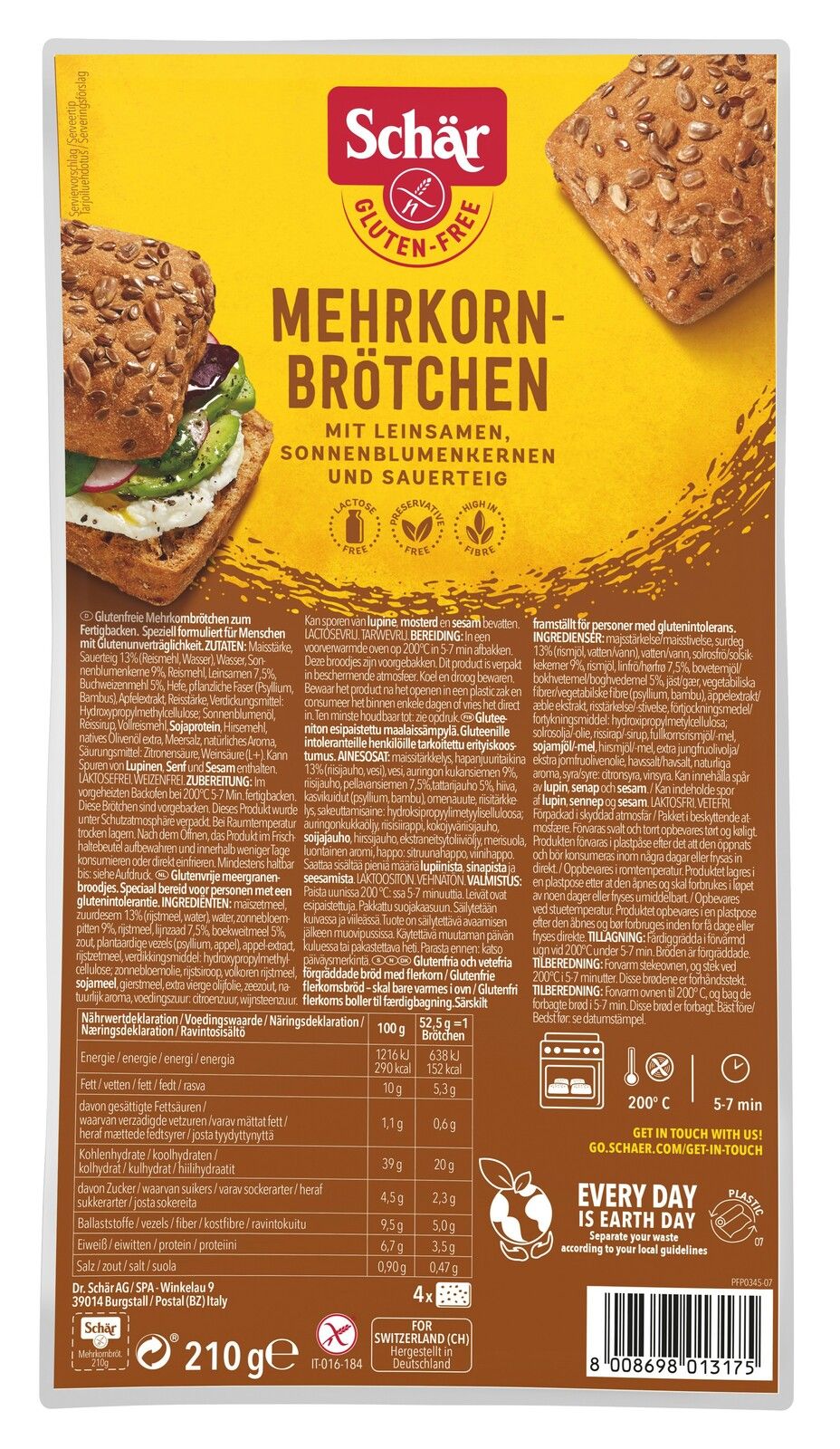 Dr. Schär Meergranenbroodjes (210 gr)