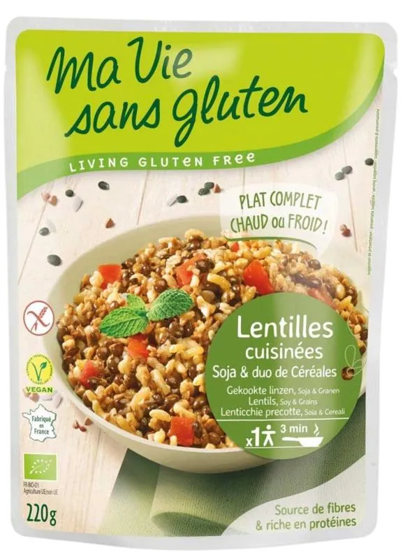 Ma Vie Sans Gluten Gekookte Linzen Soja &Granenduo Glutenvrij Bio (220 gr)