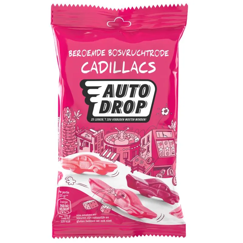 Autodrop Snack Packs Rode Cadillacs Bosvruchten (85 gr)