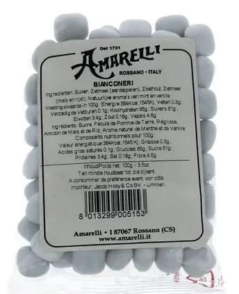 Amarelli Laurierdrop pepermunt wit zakje (100 gr)