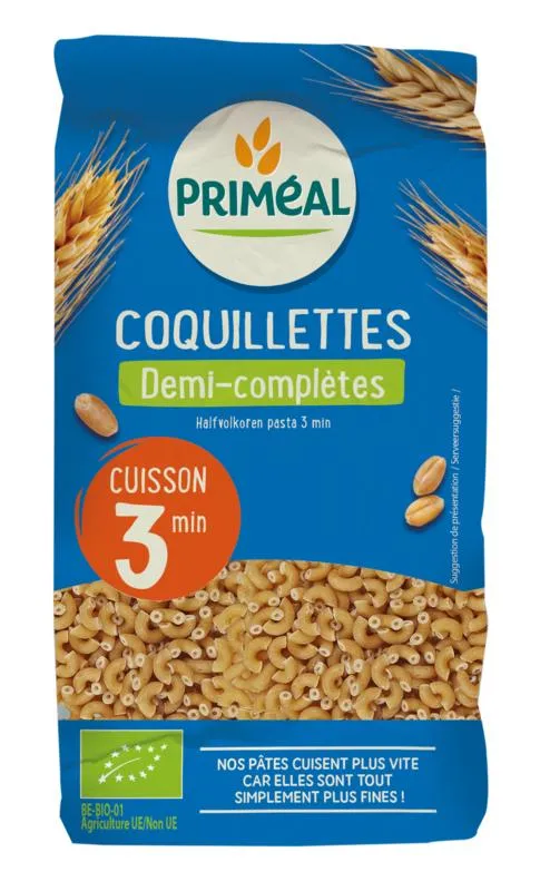 Priméal Halfvolkoren elleboogjes snelkook 3 minuut bio (500 gr)