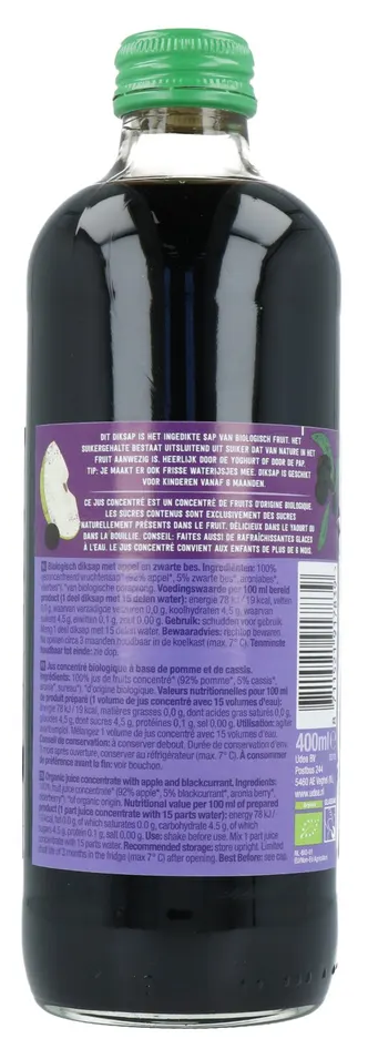 Your Organic Nature Diksap appel zwarte bes bio (400 ml)