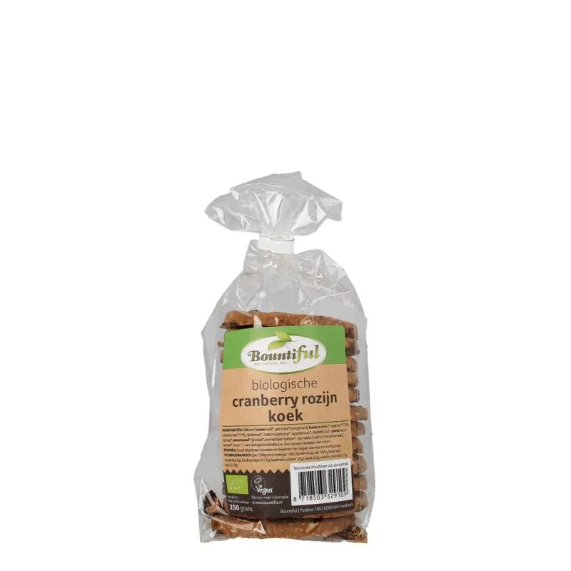 Bountiful Cranberry rozijnkoek bio (250 gr)