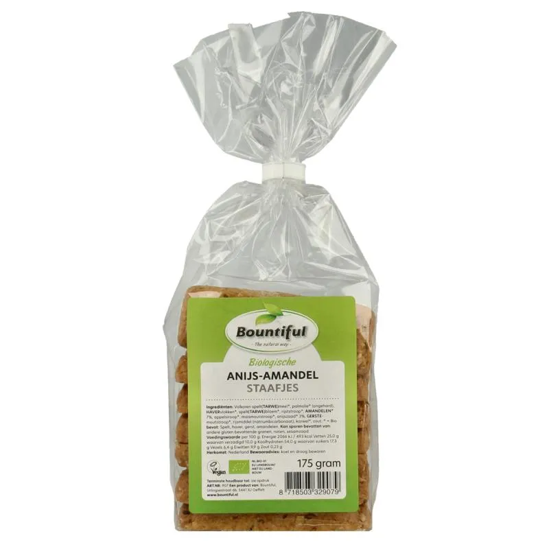 Bountiful Anijs Amandel Staafjes Bio (175 gr)