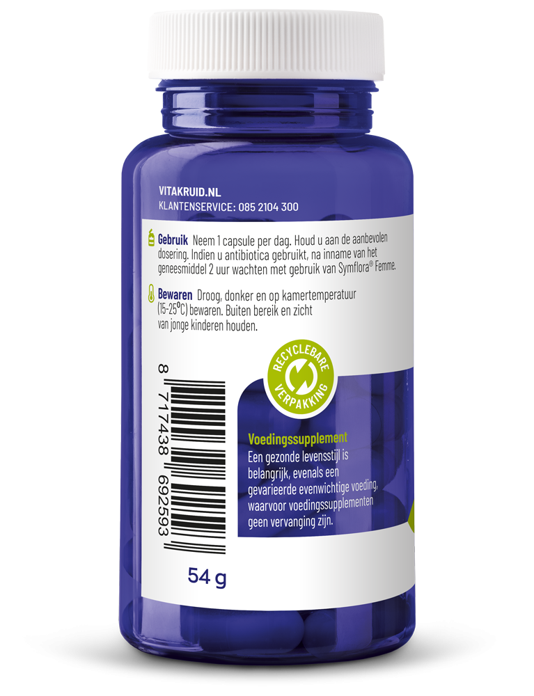 Vitakruid Symflora® Femme Probiotica voor Vrouwen (90 vega capsules) - image 2