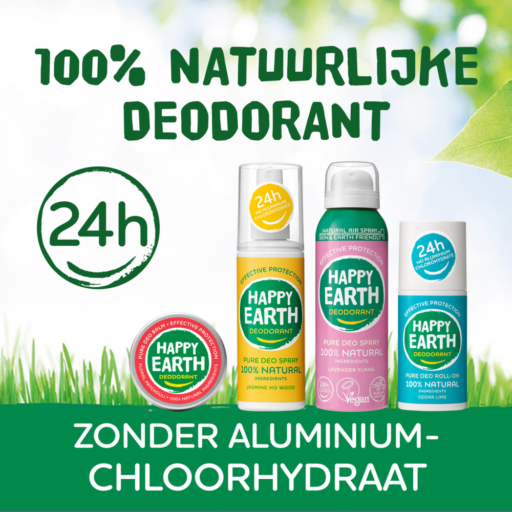 Happy Earth Pure deodorant roll-on cedar lime (75 ml) - image 3