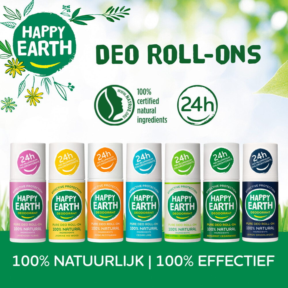 Happy Earth Pure deodorant roll-on cedar lime (75 ml) - image 7