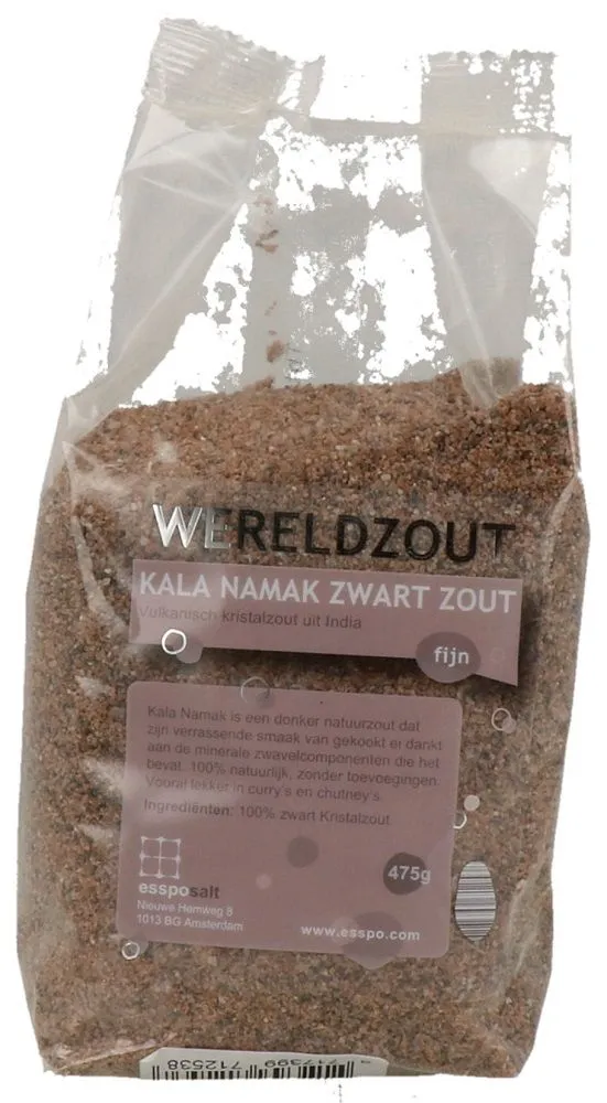 Esspo Wereldzout Kala Namak Zwart Zout Fijn (475 gr)
