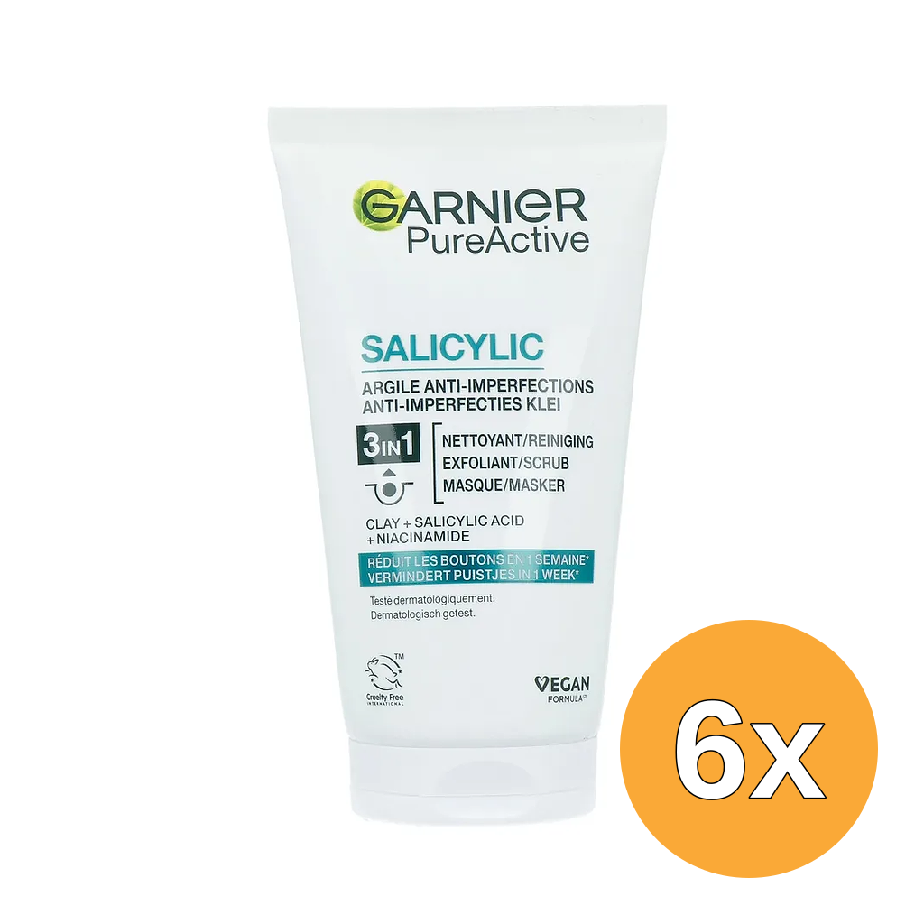 6x Garnier Skin Active Pure Face 3In1 (150 ml)