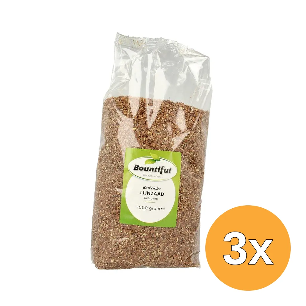 3x Bountiful Lijnzaad Gebroken Bc (1000 gr)