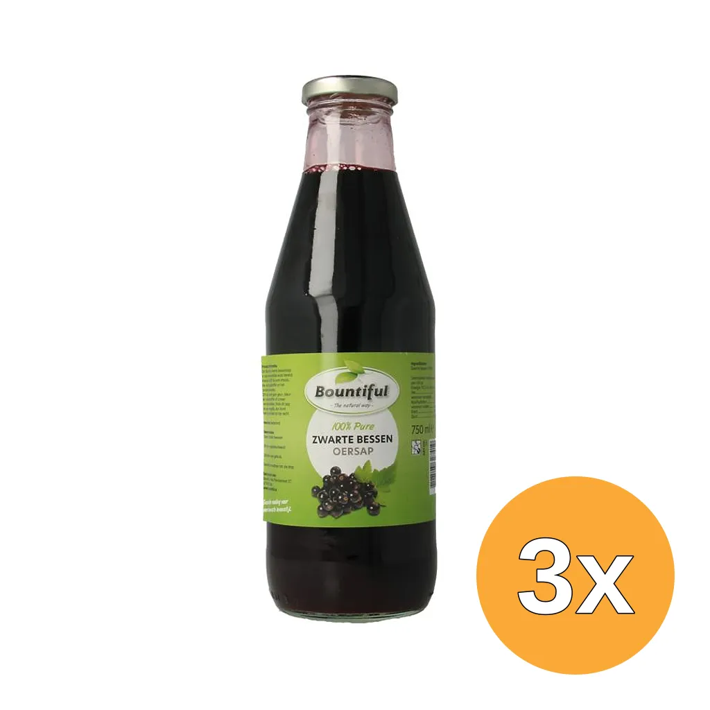 3x Bountiful Zwarte bessensap (750 ml)