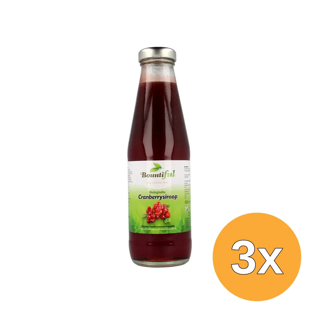 3x Bountiful Cranberrysiroop bio (500 ml)