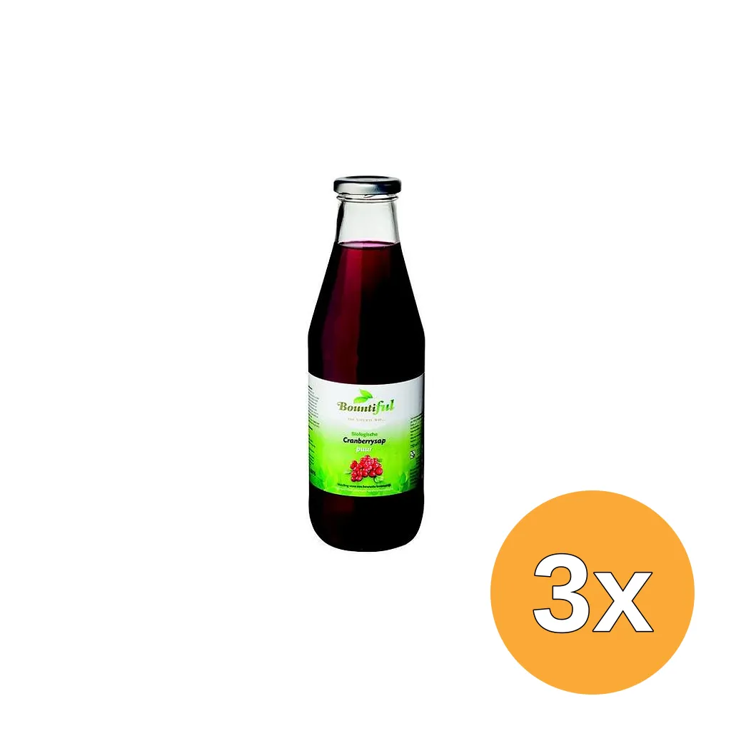 3x Bountiful Cranberrysap bio (750 ml)