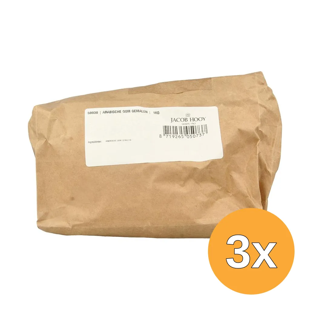 3x Jacob Hooy Arabische gom gemalen (1000 gr)