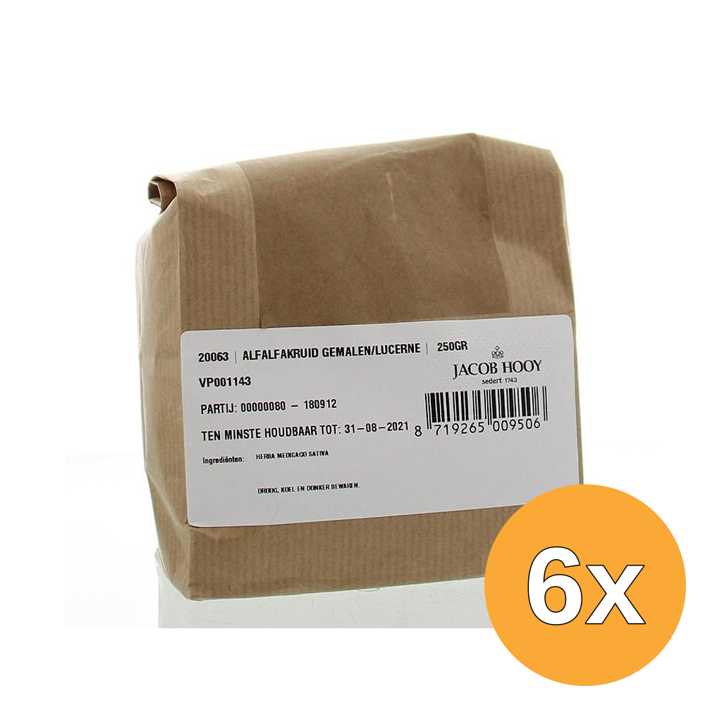 6x Jacob Hooy Alfalfakruid Gemalen (250 gr)