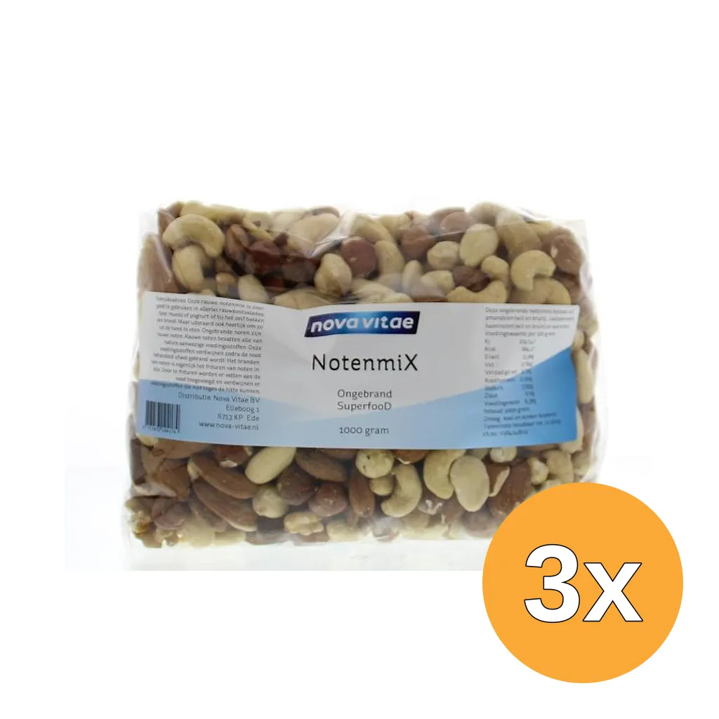 3x Nova Vitae Notenmix Ongebrand (1000 gr)