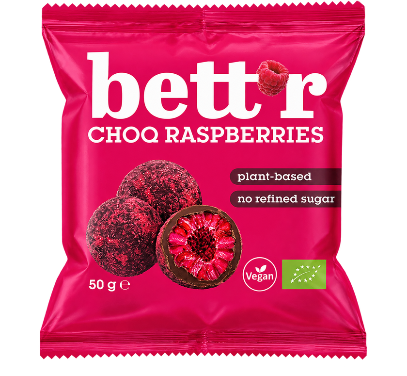 Bett'r Frambozen in Chocolade, Gevriesdroogd (50 gr)