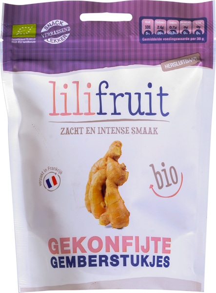 Lilifruit Gekonfijte Gemberstukjes (150 gr)