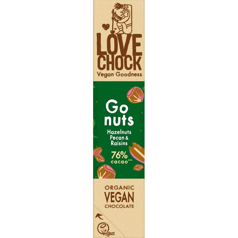 Lovechock Chocoladereep Puur 76% Noten (40 gr)