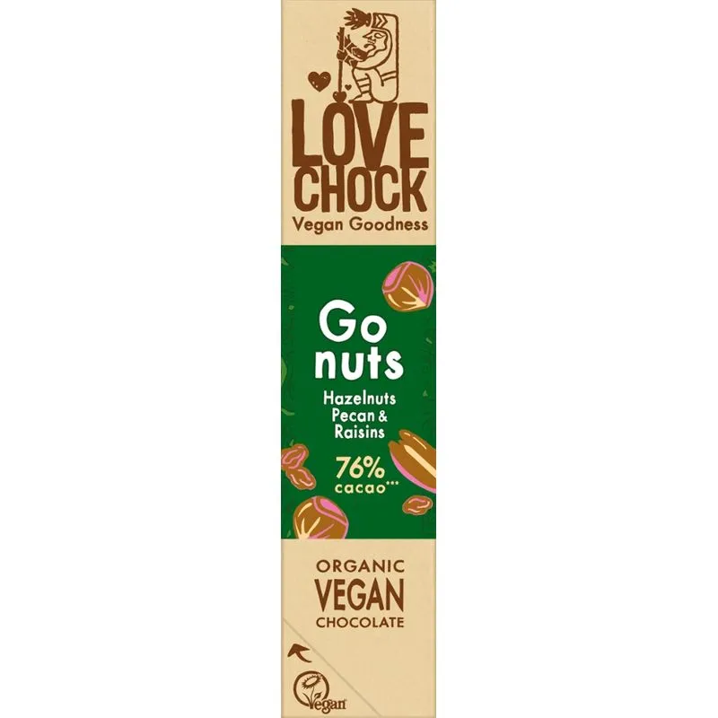 Lovechock Chocoladereep Puur 76% Noten (40 gr)