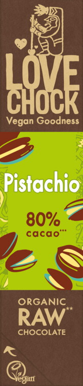 Lovechock Raw Chocoladereep Pistache Amandel Puur 80% (40 gr)
