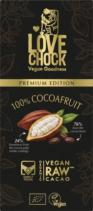 Lovechock Raw Chocoladereep Cacaovrucht 100% (70 gr)