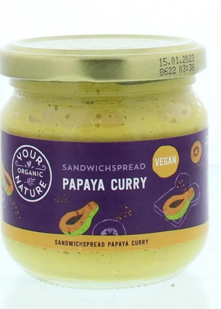 Your Organic Nature Sandwichspread Papaya Mango Curry (135 gr)