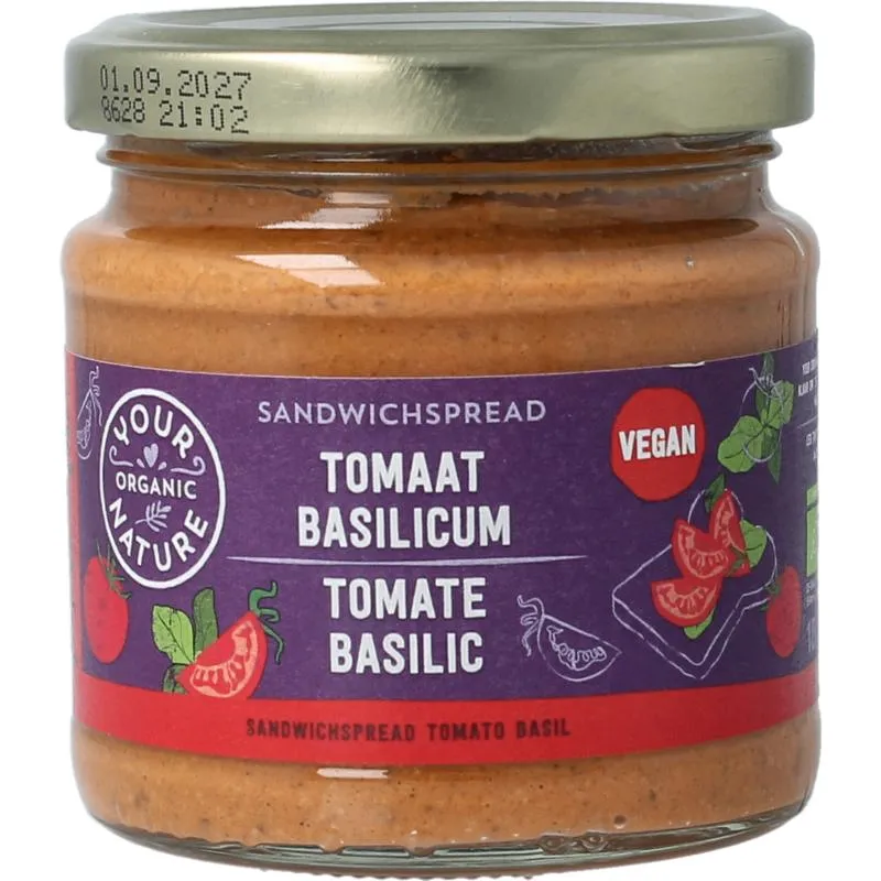 Your Organic Nature Sandwichspread Tomaat Basilicum (180 gr)