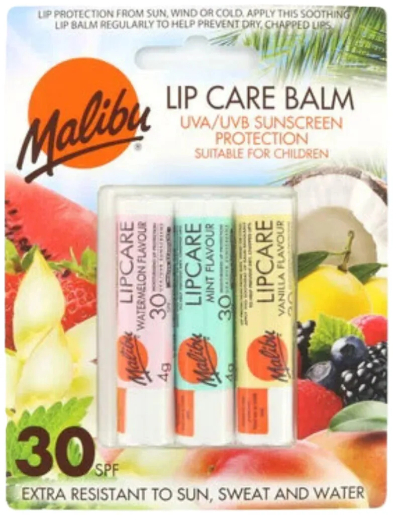Malibu Lip Balm SPF30 Watermelon Mint Vanille (3 stuks)