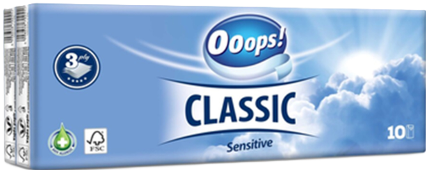 Ooops! Tissues Classic Sensitive 10 X (10 x 10 Stuks)