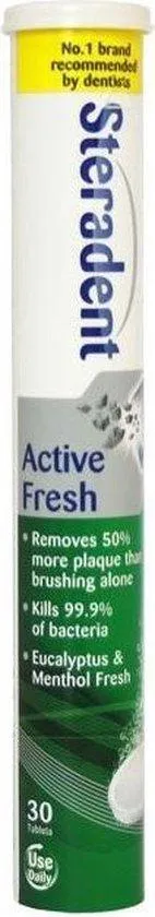 Steradent Kunstgebit Reinigingstabletten Active Fresh Plus 30 Tabletten (30 tabletten)