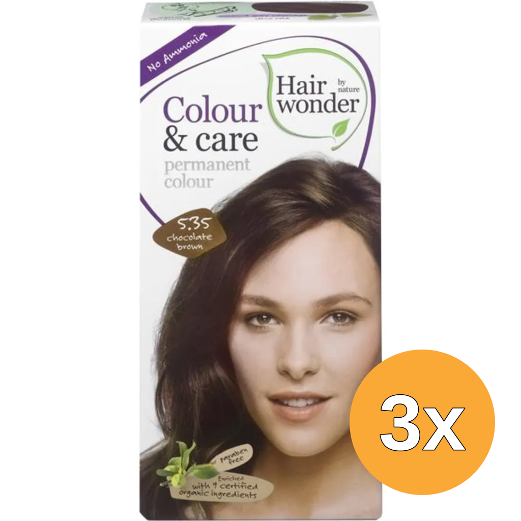 3x Hairwonder Colour & Care 5.35 Chocolate Brown (100 ml)