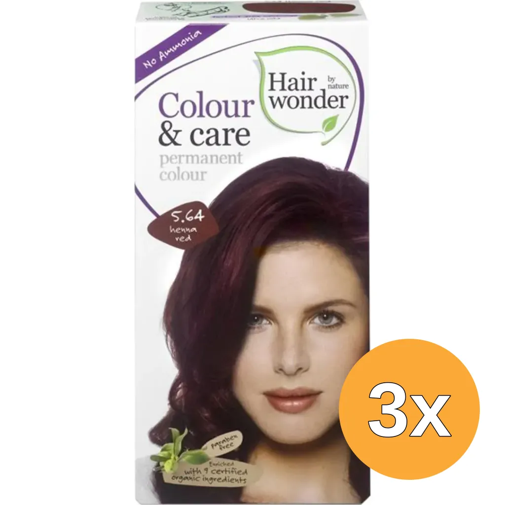 3x Hairwonder Colour & Care henna red 5.64 (100 ml)
