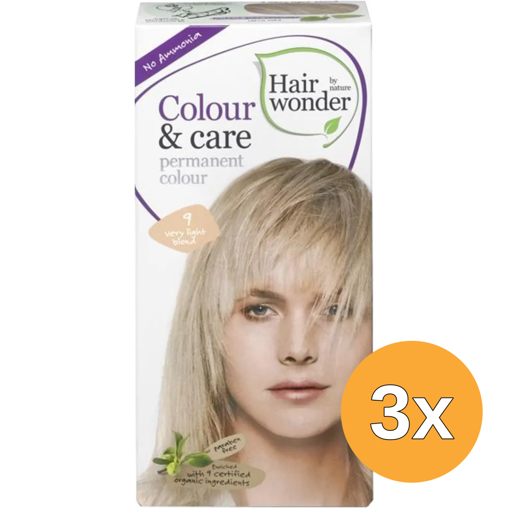 3x Hairwonder Colour & Care very light blond 9 (100 ml)