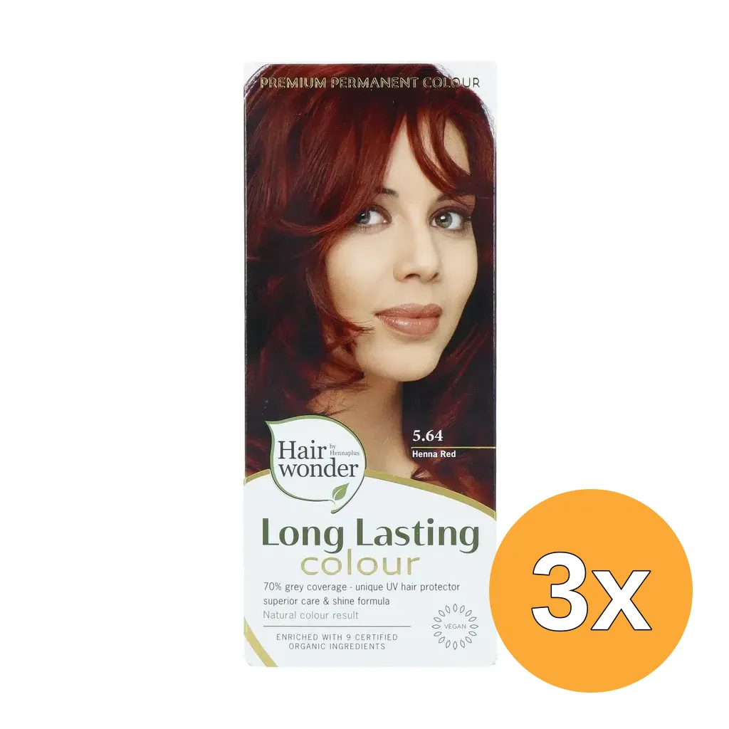 3x Hairwonder Long Lasting Colour 5.64 Henna Red (100 ml)