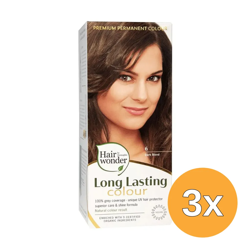 3x Hairwonder Long Lasting Colour 6 Dark Blond (100 ml)