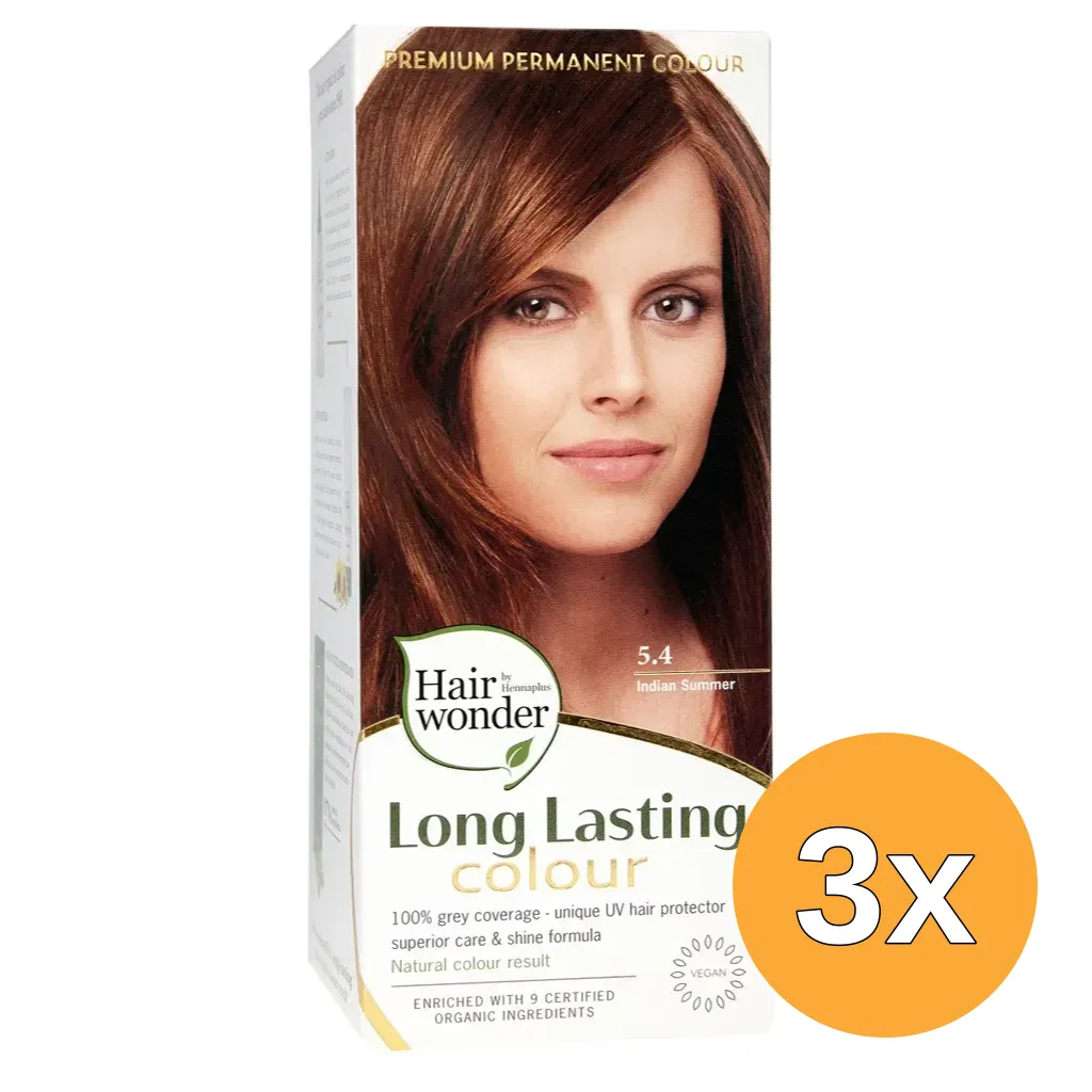 3x Hairwonder Long lasting colour 5.4 indian summer (100 ml)