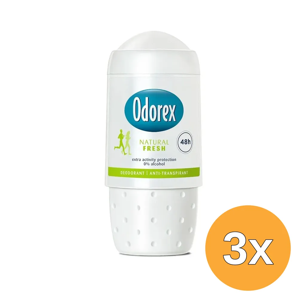 3x Odorex Body Heat Responsive Roller Natural Fresh (50 ml)