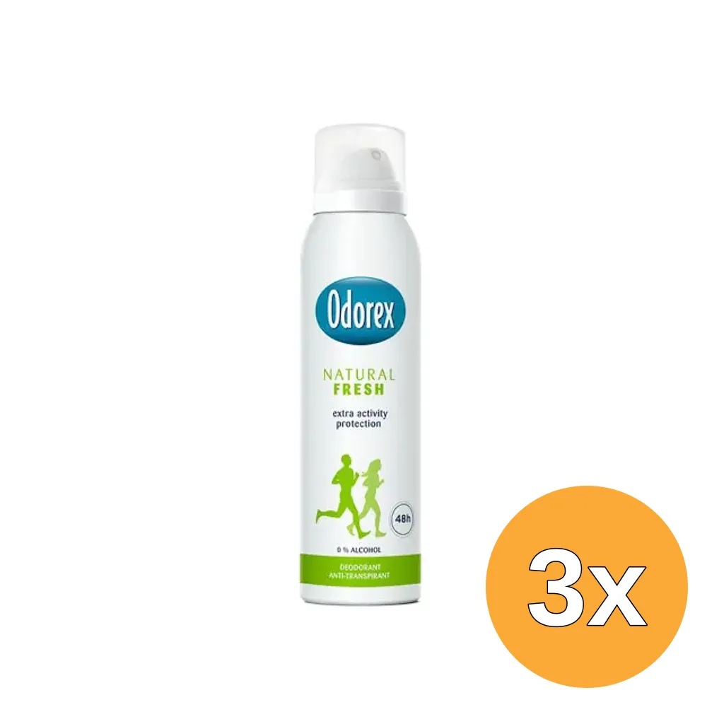 3x Odorex Body heat responsive spray natural fresh (150 ml)