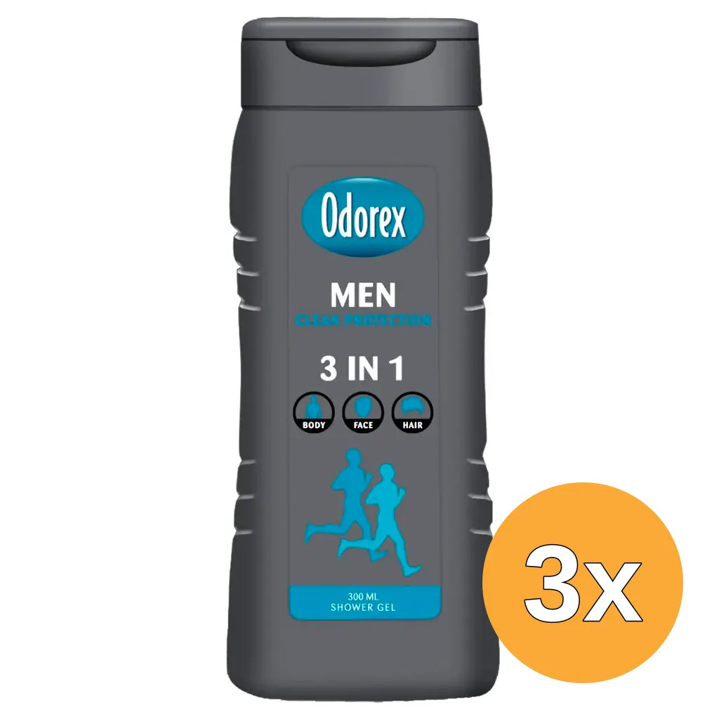 3x Odorex Showergel For Men Clean Protection Boost (300 ml)