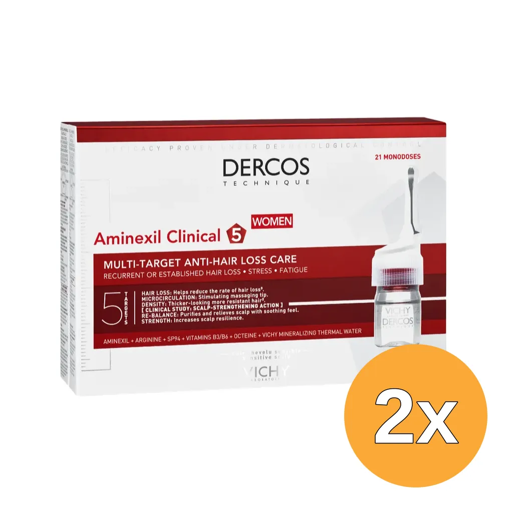 2x Vichy Dercos Aminexil Ampullen voor Vrouwen met Haarverlies (21 stuks)